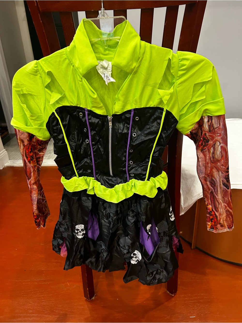 Spirit Neon Green, Black and Purple Zombie Costume Dress